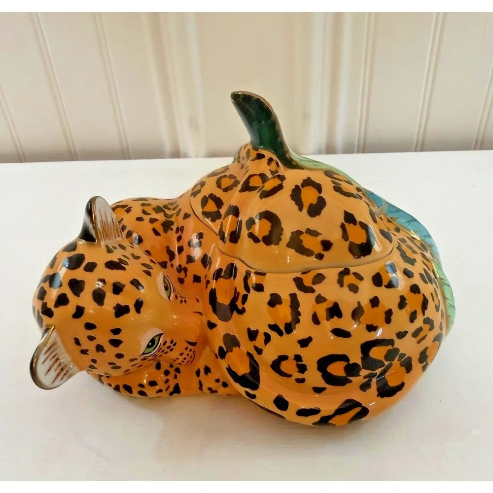 Lynn Chase Designs Yellow Jaguar Jungle Trinket Box Zoo Animal Print